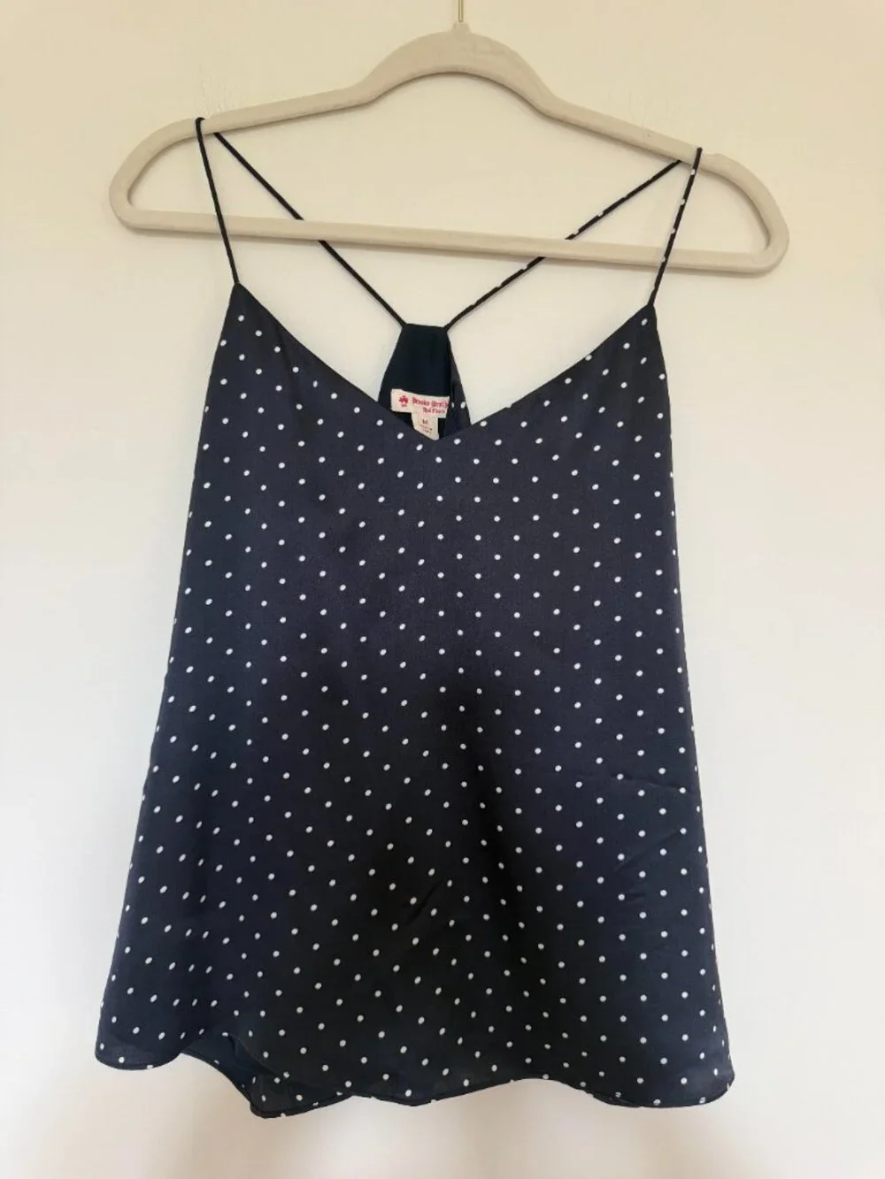 Brooks Brothers Silk Polka Dot Camisole Tank Top Minimalist Quiet Luxury Navy M